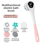 Pink Electric 360°Rotating Shower Brush with Long Handle for Back Scrubbing(43CM) - IPX7 Waterproof & Premium Silicone & PA Bristles
