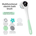 Green Electric 360°Rotating Shower Brush with Long Handle for Back Scrubbing(43CM) - IPX7 Waterproof & Premium Silicone & PA Bristles