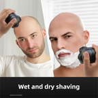 Black Men's 6D Magnetic Rotary Head Shaver for Wet/Dry Use - Professional Electric Bald Head Shaver & Beard Trimmer (Model 610)