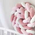 White & Pink 2M Nordic 3-Strand Hand-Braided Knot Long Pillow - Soft Plush Sofa Cushion, Room Decor for Bedroom & Living Room