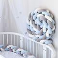 White & Grey & Blue 2M Nordic 3-Strand Hand-Braided Knot Long Pillow - Soft Plush Sofa Cushion, Room Decor for Bedroom & Living Room