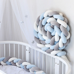 White & Grey & Blue 2M Nordic 3-Strand Hand-Braided Knot Long Pillow - Soft Plush Sofa Cushion, Room Decor for Bedroom & Living Room