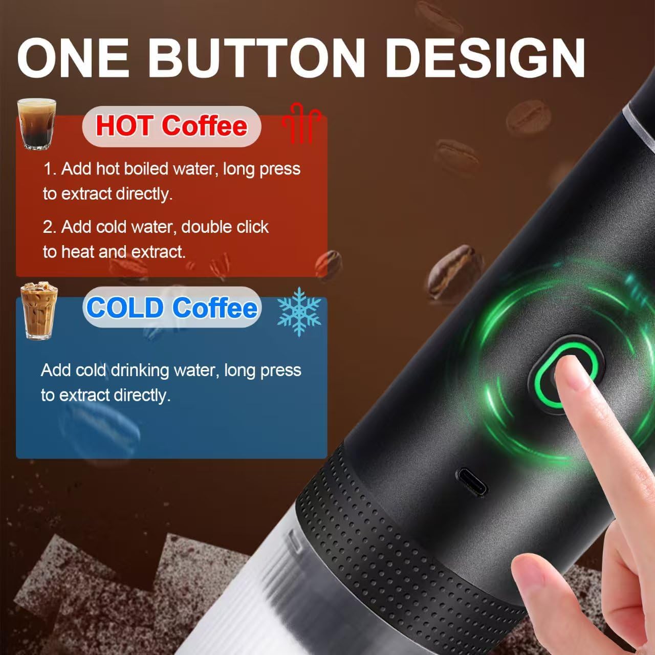 Sliver 3-in-1 Portable Espresso Maker with Self-Heating and One-Touch Cold Hot Brew - Smart Digital Display & 20Bar High Pressure for Rich Crema