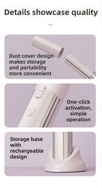 Pink 2-in-1 Wireless Hair Styler with 4 Temperature Settings, Dual Anti-Scalding & Cap - 3D Ceramic Heating Brush with Essential Oil Coating