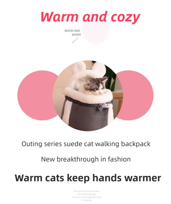 Grey 2-in-1 Ultra-Soft Plush Pet Carrier & Mobile Bed - Portable & Lightweight Cute Rabbit Ear Design Travel Cabin (XL 38 x 25 x 30CM)