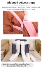 Grey 2-in-1 Ultra-Soft Plush Pet Carrier & Mobile Bed - Portable & Lightweight Cute Rabbit Ear Design Travel Cabin (XL 38 x 25 x 30CM)