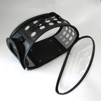 Black Foldable Breathable Pet Carrier with Panoramic Window & Strap - EVA &  Lychee Leather Crossbody Travel Bag (L 42 x 33 x 28.5CM)