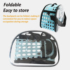 Black Foldable Breathable Pet Carrier with Panoramic Window & Strap - EVA &  Lychee Leather Crossbody Travel Bag (L 42 x 33 x 28.5CM)