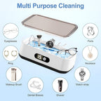 X81 Black Ultrasonic Jewelry & Eyeglass Deep Cleaner with Cloth - Touch Control & 3-Level Intelligent Timers and Large 650ml Stainless Steel Tank