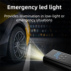 Wireless Rechargeable Tire Inflator with 4 Inflation Modes & 5 Inflatable Parts - Real-Time LCD Precision Gauge, Auto-Stop & Emergency LED Light(2-Cell)