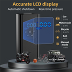 Wireless Rechargeable Tire Inflator with 4 Inflation Modes & 5 Inflatable Parts - Real-Time LCD Precision Gauge, Auto-Stop & Emergency LED Light(3-Cell)