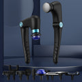 Black-Blue Foldable Percussion Massage Gun with Hot Cold Compress & 10 Heads - 9 Speed Levels and High Frequency Vibration Full Body Muscle Relaxer