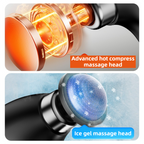 Black-Blue Foldable Percussion Massage Gun with Hot Cold Compress & 10 Heads - 9 Speed Levels and High Frequency Vibration Full Body Muscle Relaxer