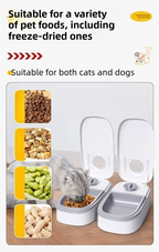 Pink Silent Automatic Pet Double Meal Dispenser with Rotary Buckle - Longest 48H Scheduled and Long Battery Life, Detachable for Easy Cleaning