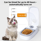 Black Silent Automatic Pet Double Meal Dispenser with Rotary Buckle - Longest 48H Scheduled and Long Battery Life, Detachable for Easy Cleaning
