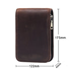 Brown 12-Slot Genuine Crazy Horse Leather Fountain Pen Case - Handcrafted Large Capacity Zippered Pen Organizer & Stationery Pouch
