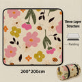 Sea of Bee Flowers Extra Large 200x200cm Waterproof Picnic Mat - Portable Thickened Oxford Cloth Outdoor Camping Blanket for Beach, Parks and Family Outings
