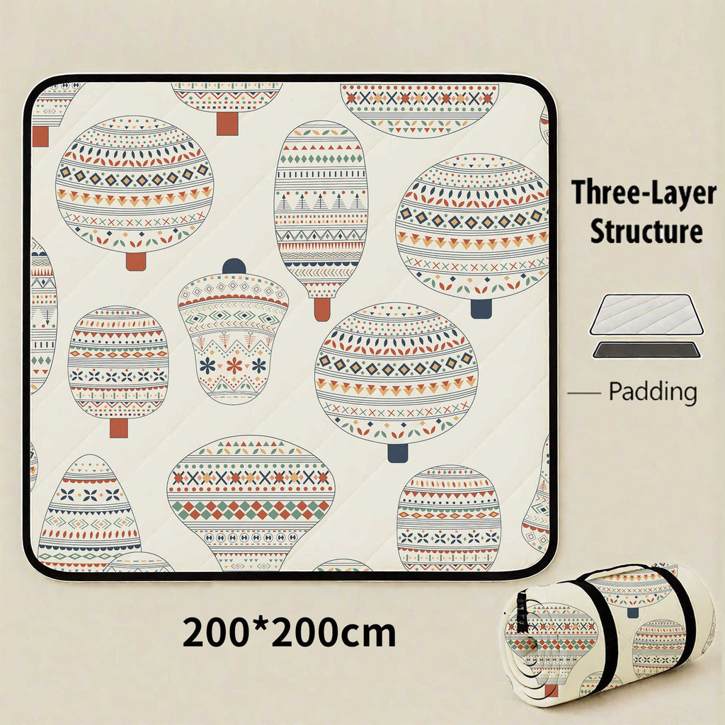 Hot-air Balloon Flight Extra Large 200x200cm Waterproof Picnic Mat - Portable Thickened Oxford Cloth Outdoor Camping Blanket for Beach, Parks and Family Outings
