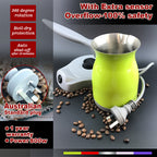 Green Electric Turkish Greek Arabic Coffee Maker Pot Automatic Sensor Anti Overflow