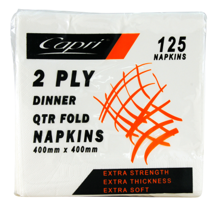 125 Napkins 2 Ply Dinner White