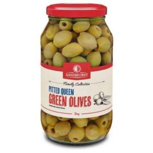 6 X Olives Green Queen Pitted Plastic  2 KgSandhurst