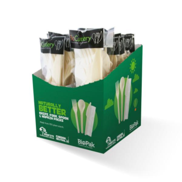 Cutlery Pack Knife Fork Spoon & Napkin  200'Sbiopak