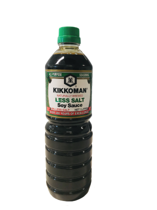 6 X Kikkoman Sauce Soy 43% Less Salt 1L