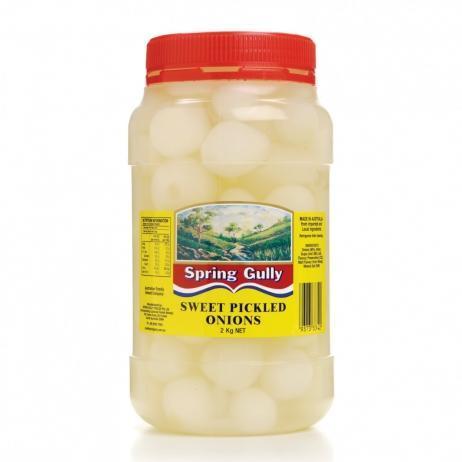6 X Spring Gully Onions Pickled Whole White 2Kg