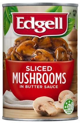 12 X Edgell Mushrooms Sliced In Butter Sauce 410G