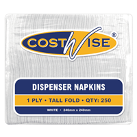 Napkins 250 X 1 Ply Dispenser White Tall Fold