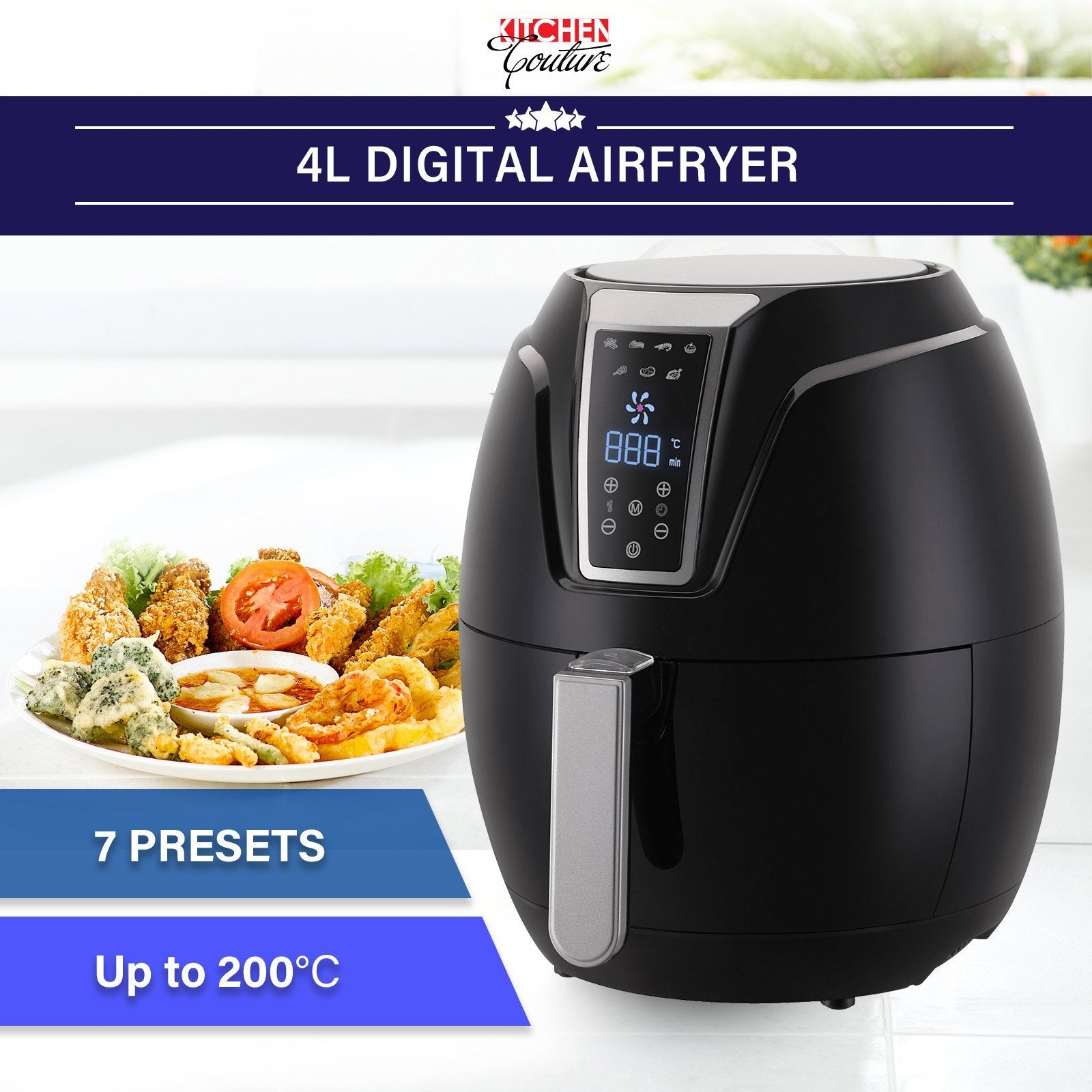 Kitchen Couture 4 Litre Digital Air Fryer - Black