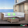 Milano Outdoor 5 Piece Rattan Sofa Set- Oatmeal & Black