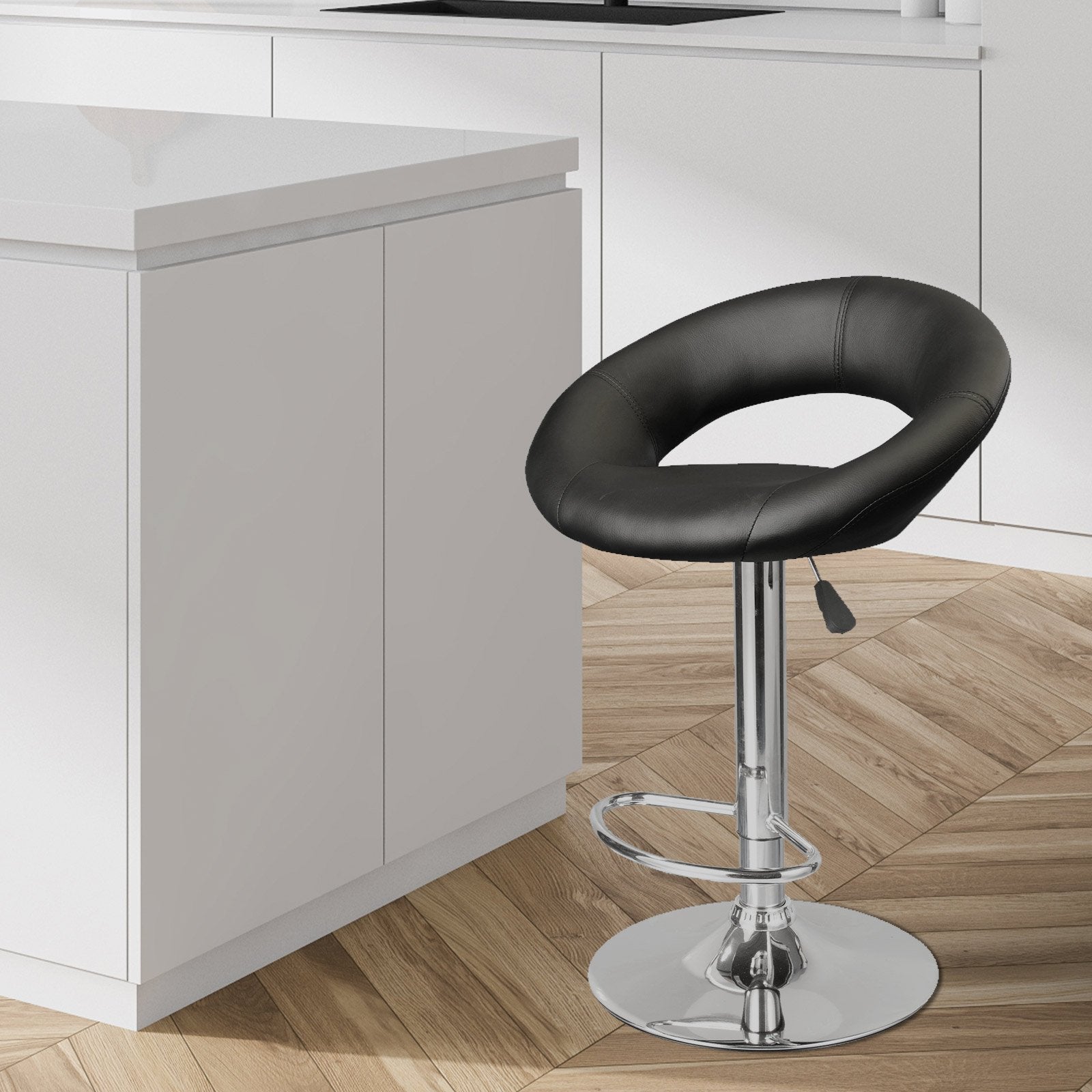 Milano Decor Delilah Circular Arc Adjustable Barstool - Black