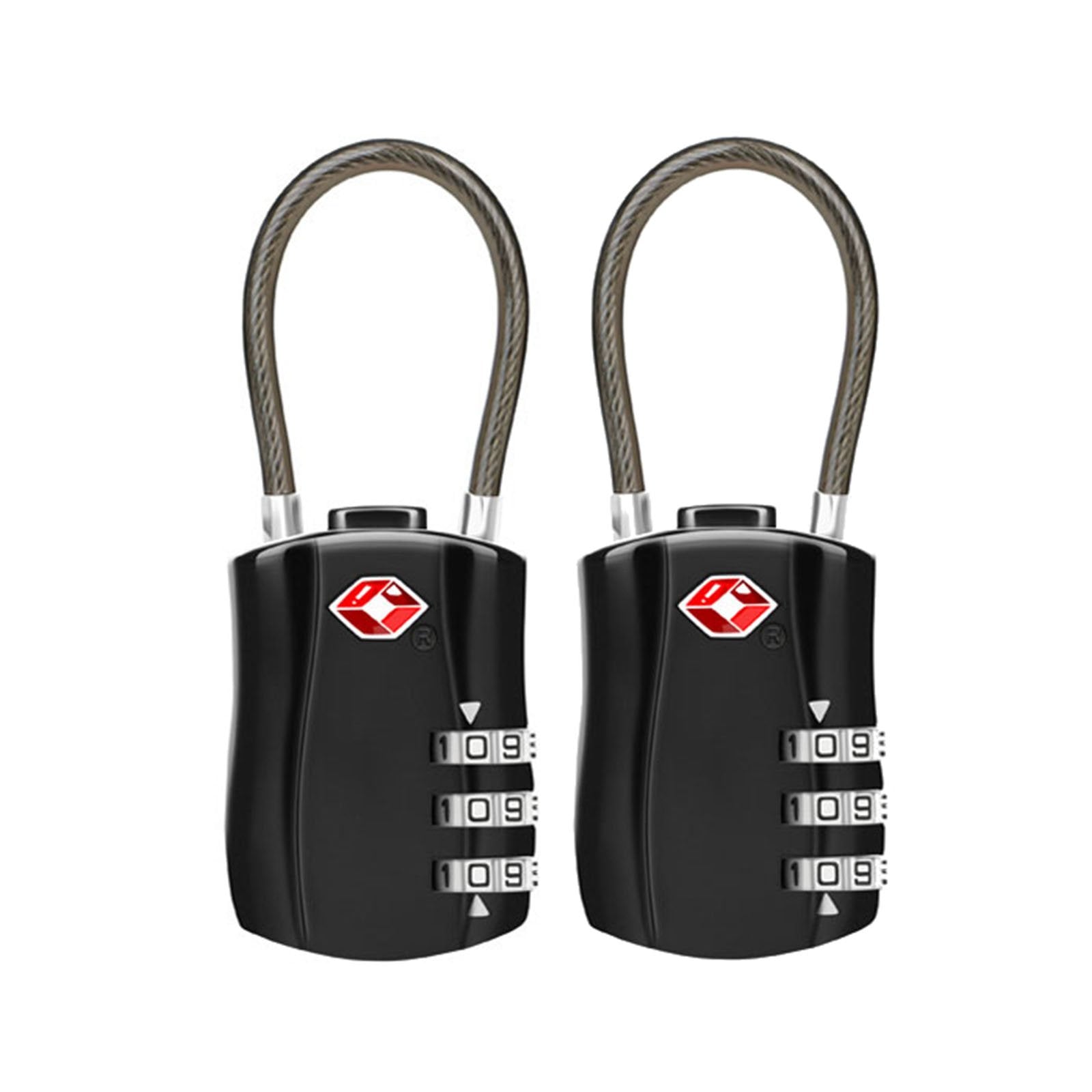 Jet Set Tsa Combination Cable Luggage Lock 2 Pack - Black
