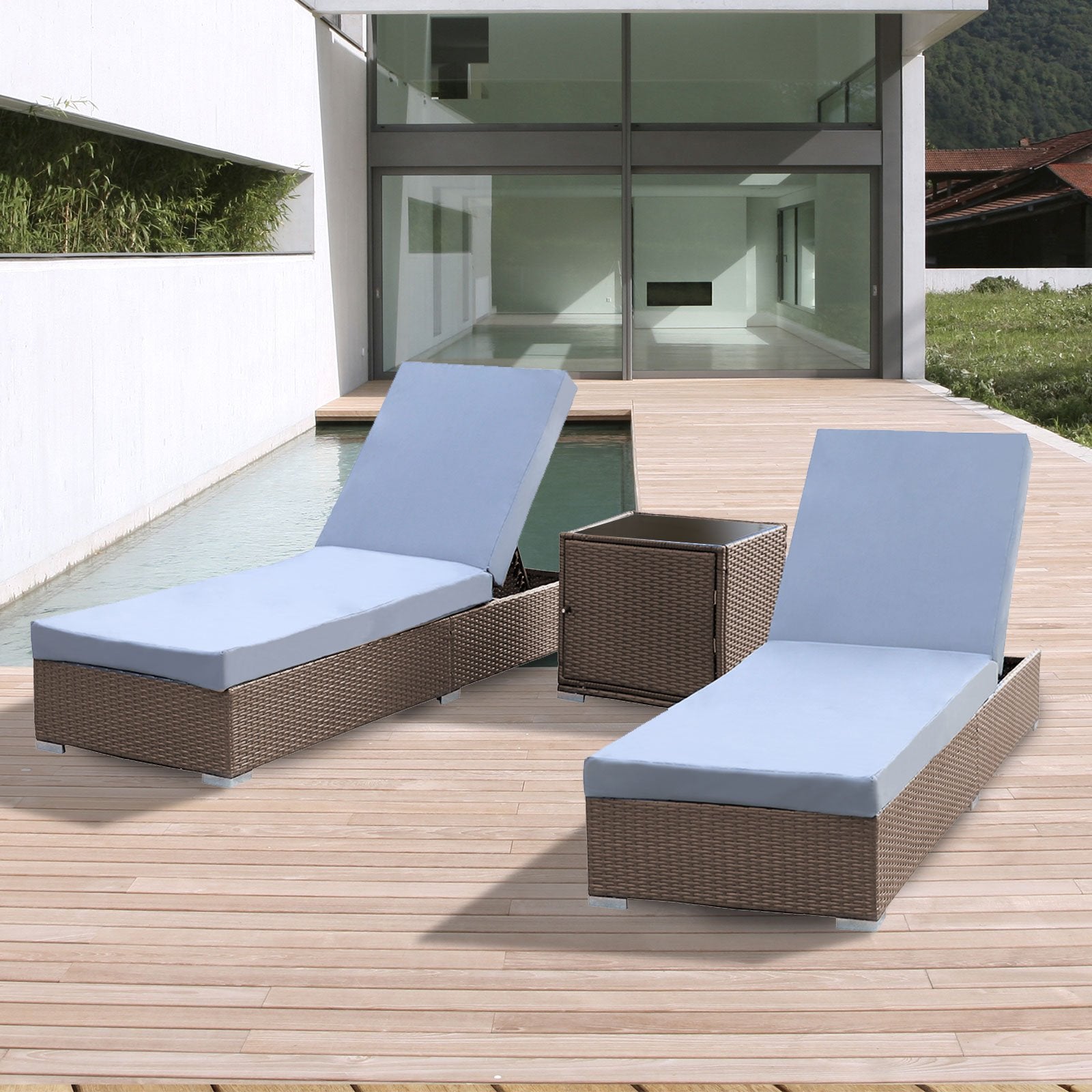 Arcadia Furniture 3 Piece Sunlounge Set - Grey And Oatmeal