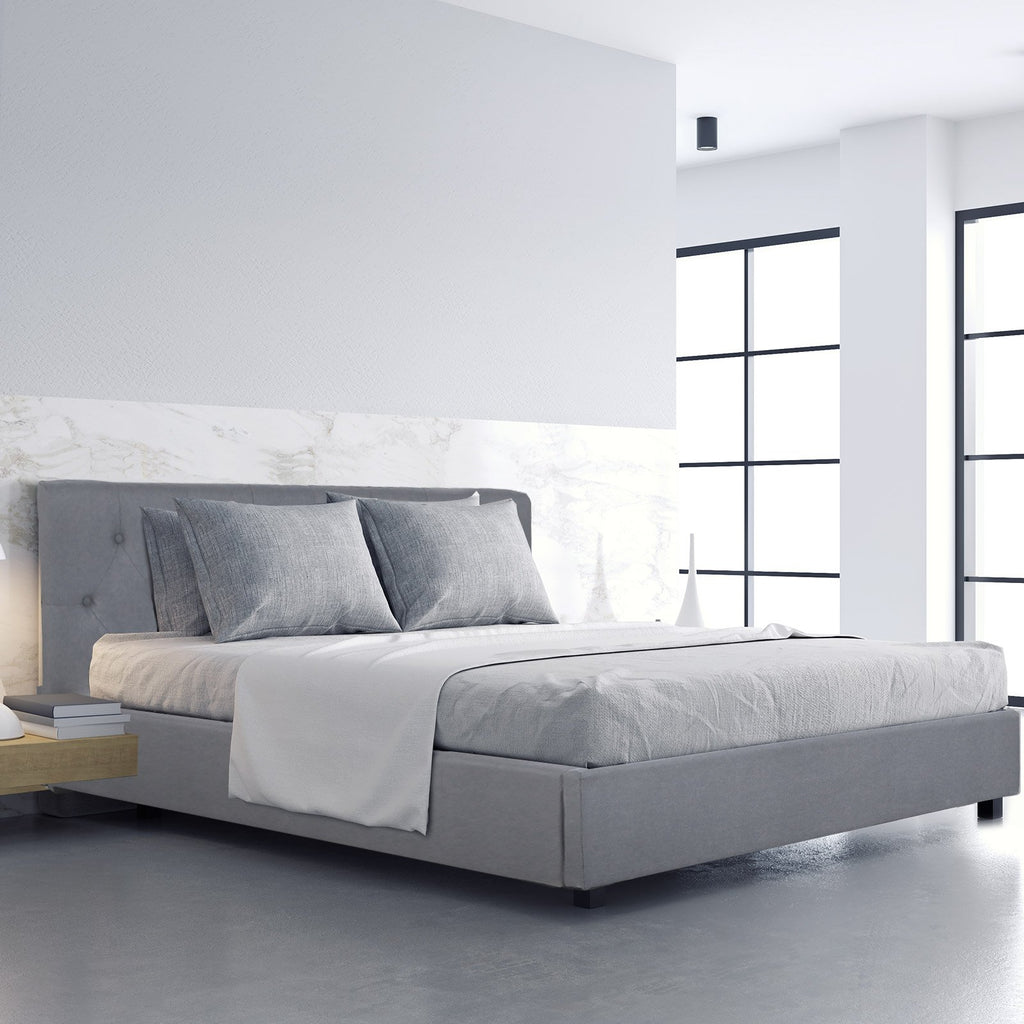 Milano Capri Luxury Gas Lift Bed With Headboard- Grey