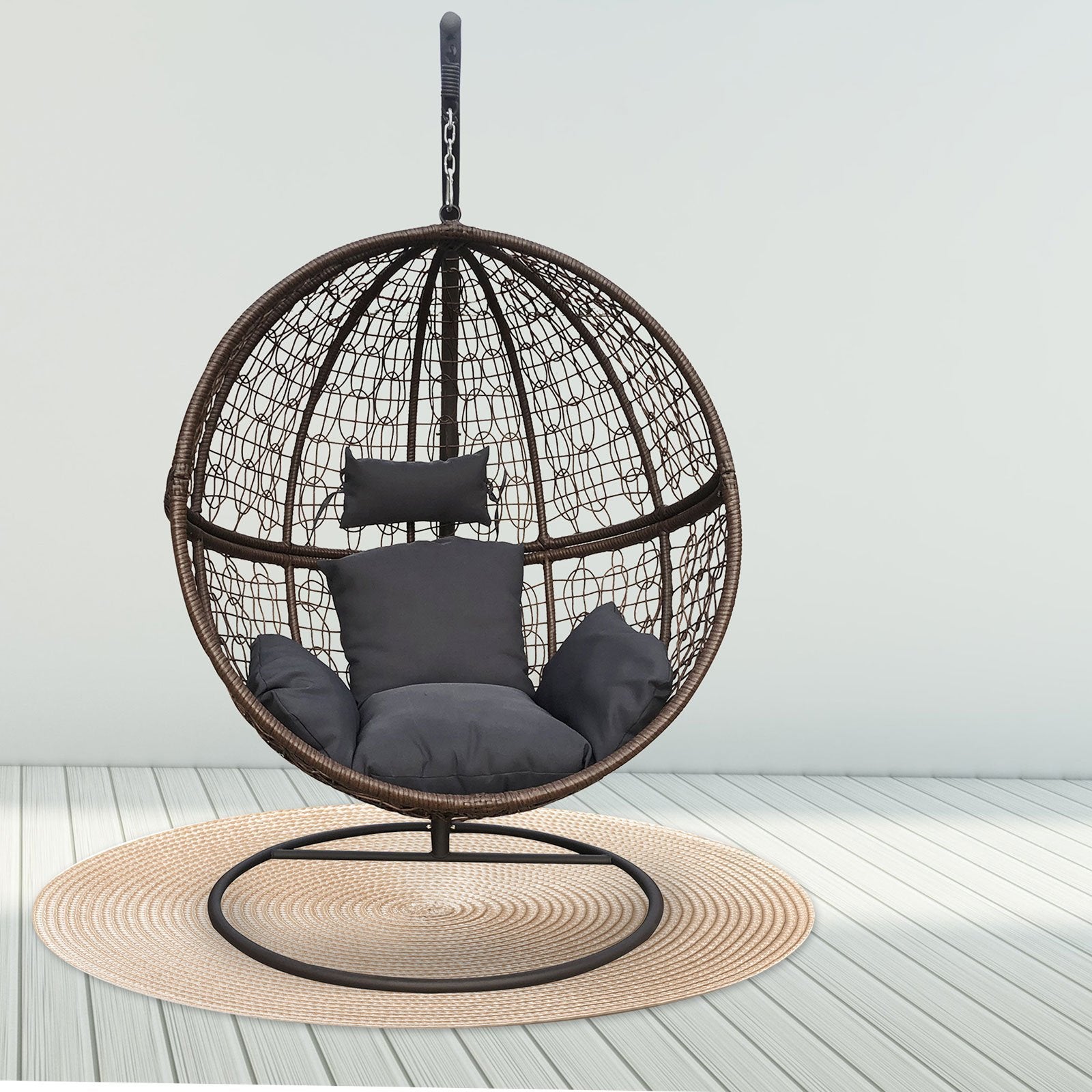 Arcadia Furniture Rocking Egg Chair - Brown And Grey