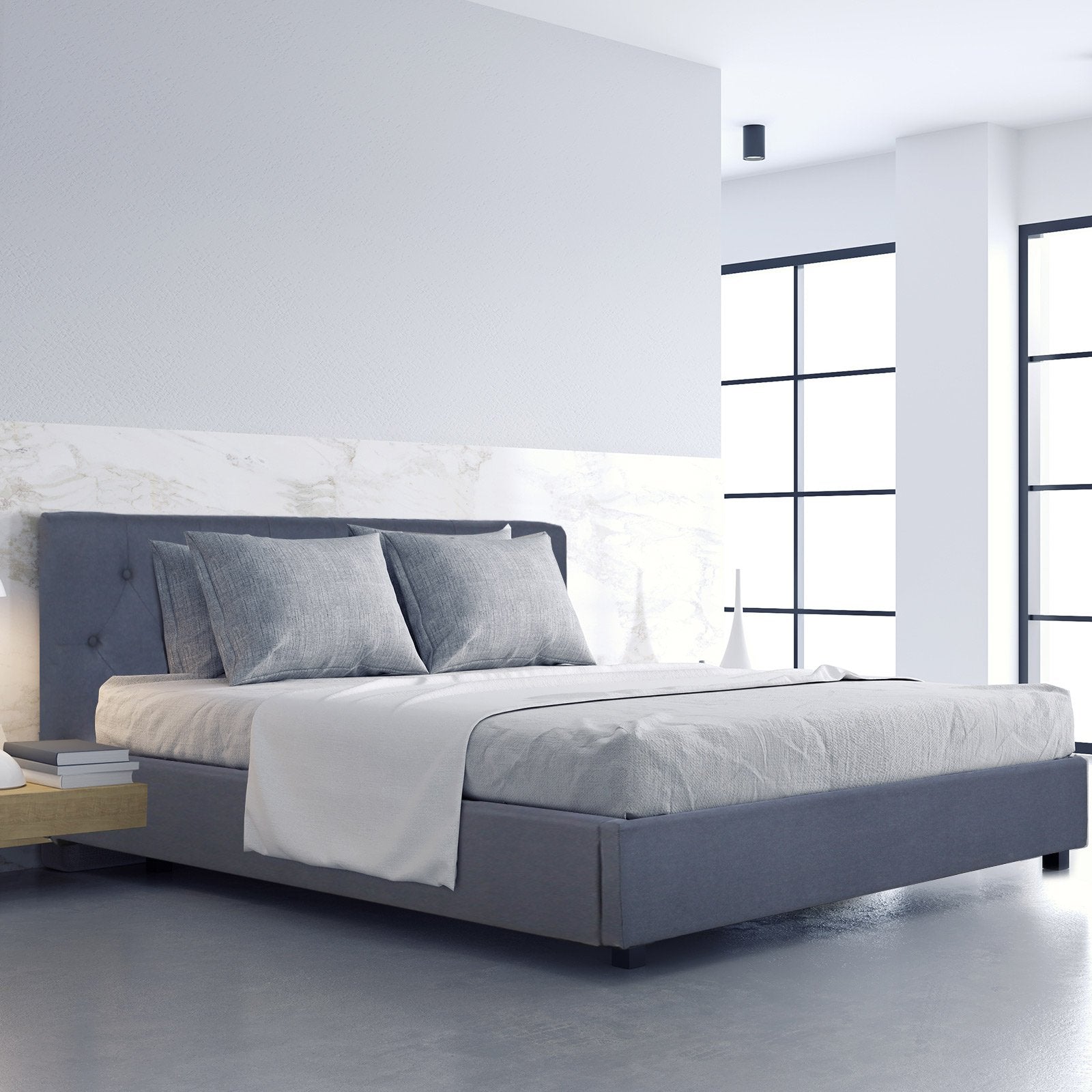 Milano Capri Luxury Gas Lift Bed With Headboard - Charcoal