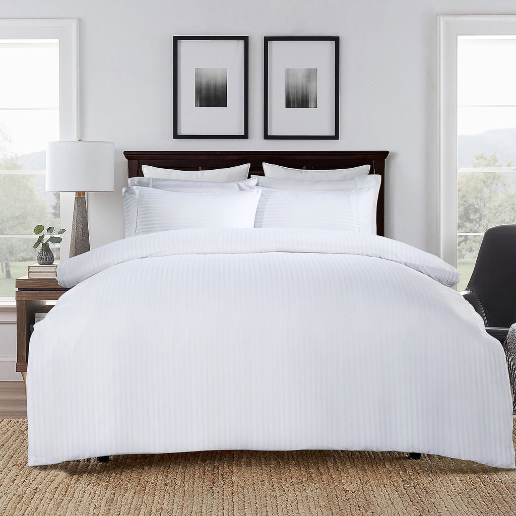 Royal Comfort 1000Tc 3 Piece Striped Blended Bamboo Quilt Cover Set - Various Colours And Sizes