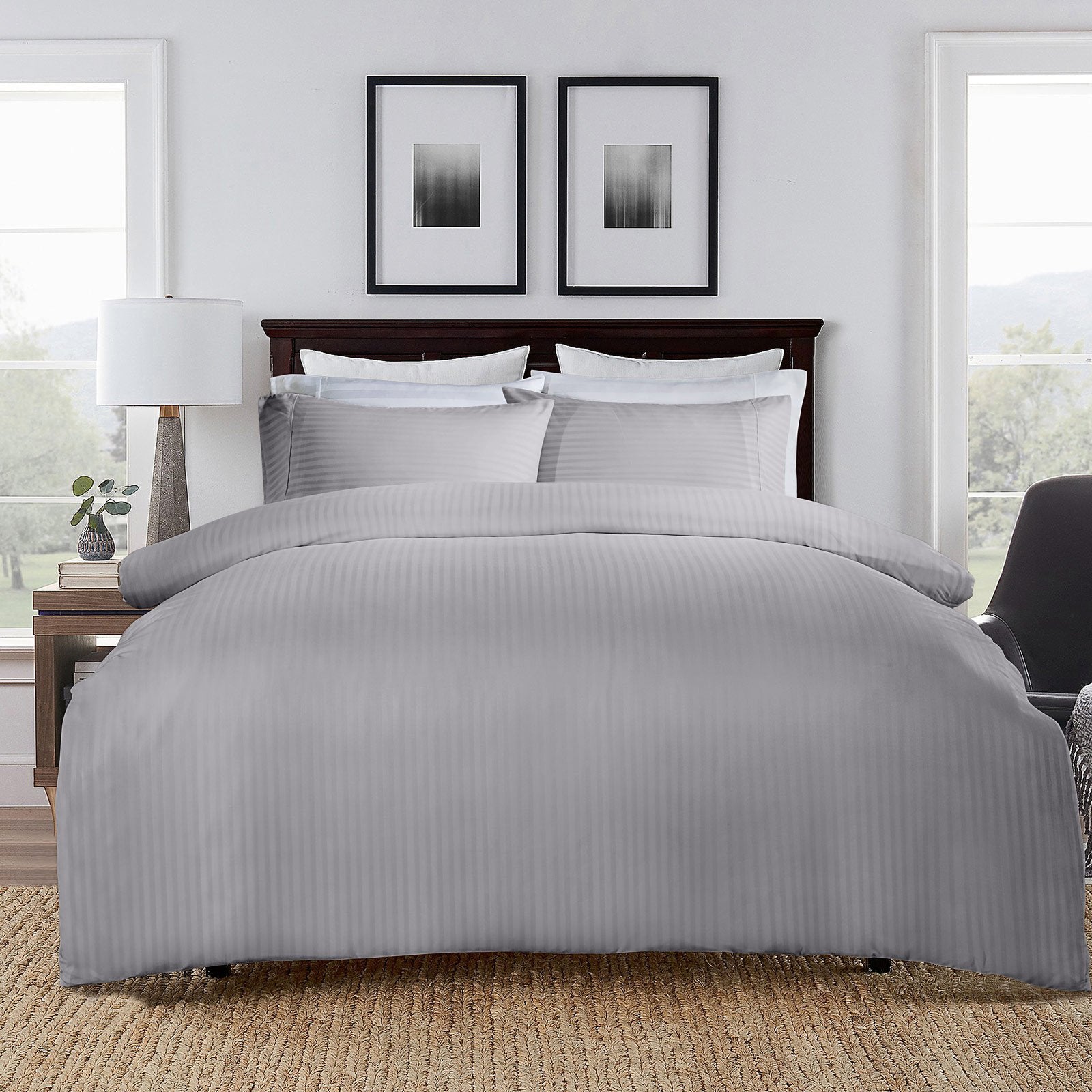 Royal Comfort 1000Tc 3 Piece Striped Blended Bamboo Quilt Cover Set - Various Colours And Sizes