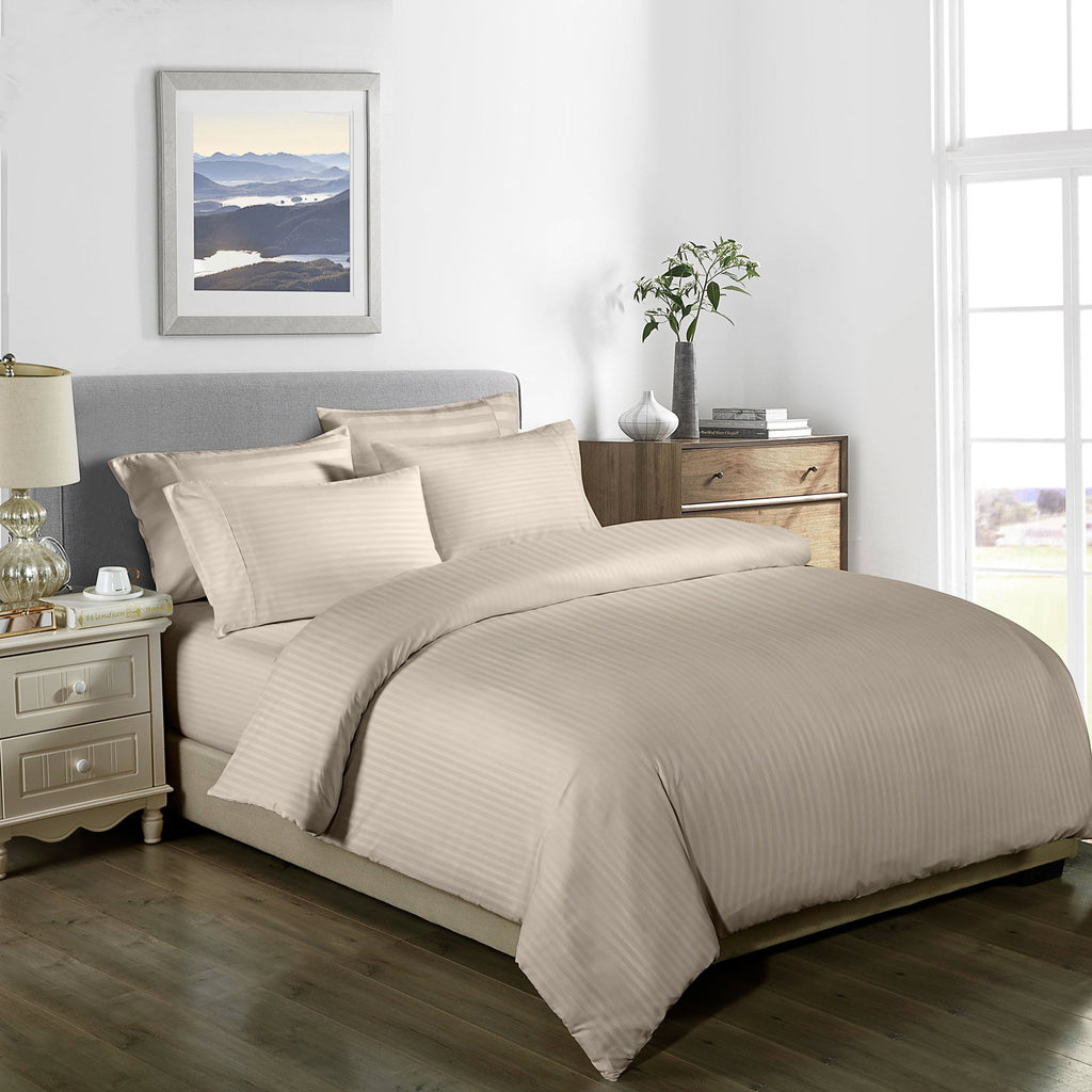 Royal Comfort 1000Tc 3 Piece Striped Blended Bamboo Quilt Cover Set - Various Colours And Sizes