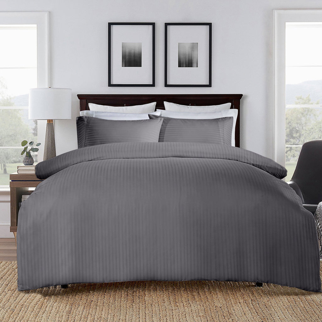 Royal Comfort 1000Tc 3 Piece Striped Blended Bamboo Quilt Cover Set - Various Colours And Sizes