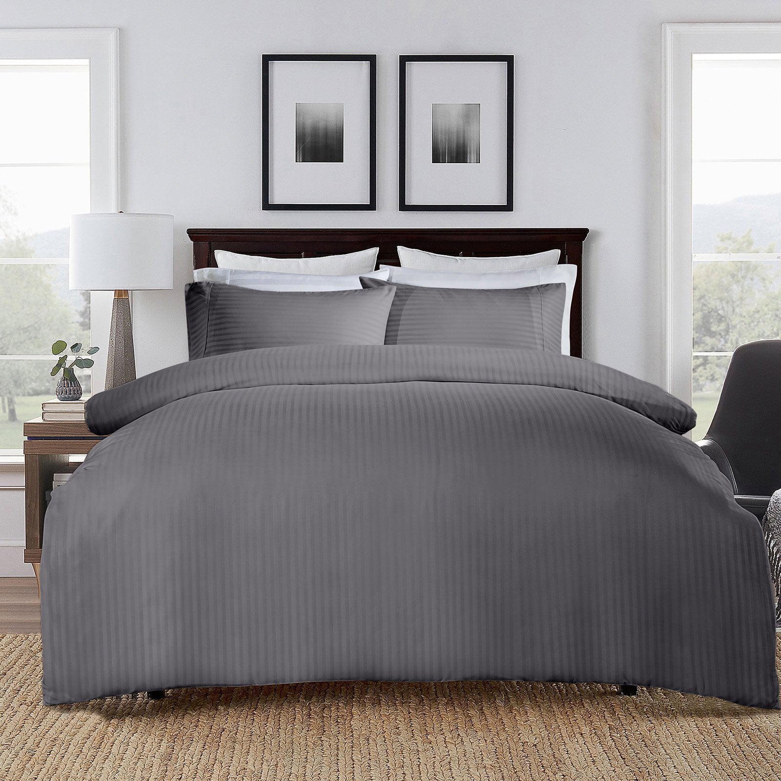 Royal Comfort 1000Tc 3 Piece Striped Blended Bamboo Quilt Cover Set - Various Colours And Sizes