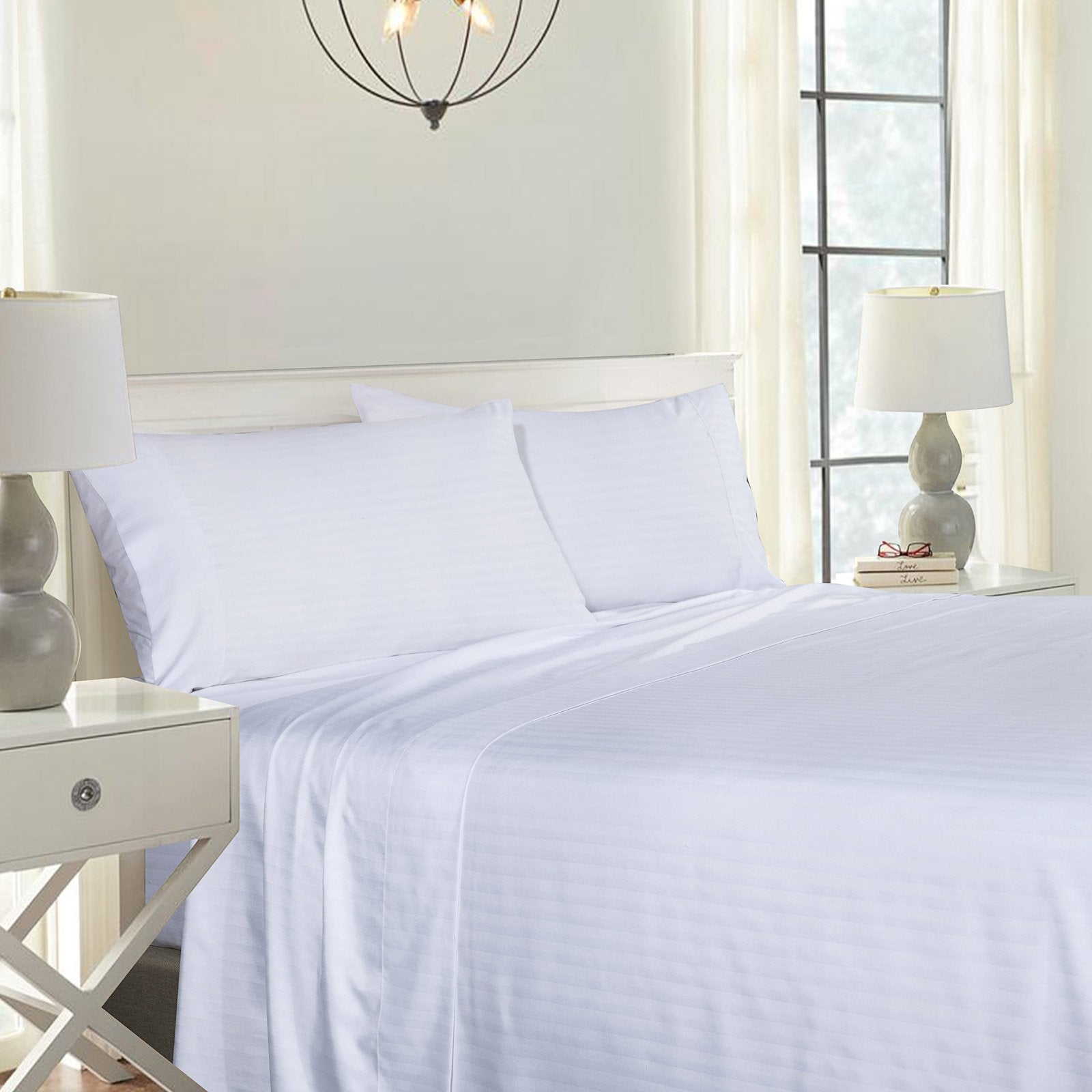 Royal Comfort 1000Tc Cooling Bamboo Blend Striped  Sheet Set - Various Sizes And Colours