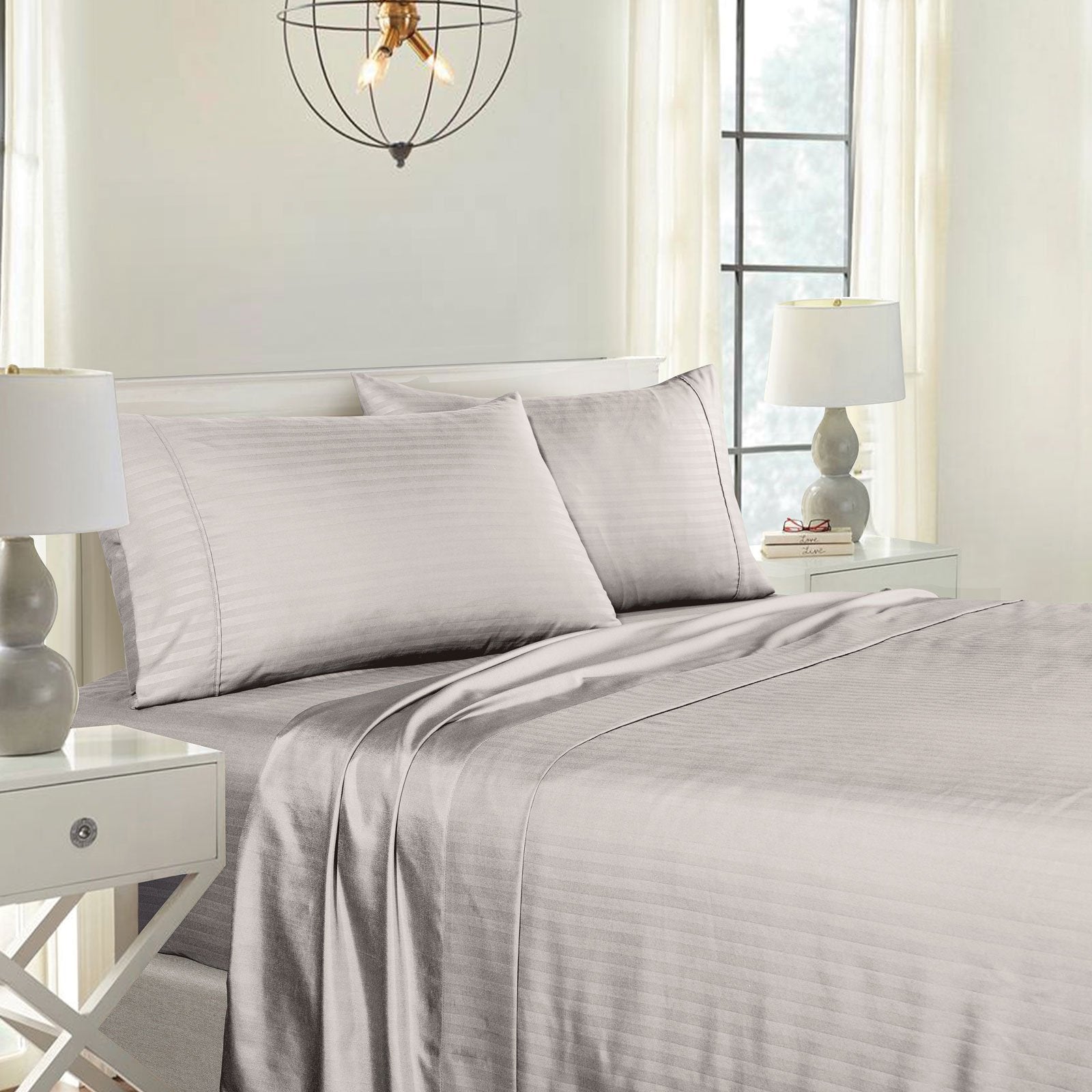 Royal Comfort 1000Tc Cooling Bamboo Blend Striped  Sheet Set - Various Sizes And Colours