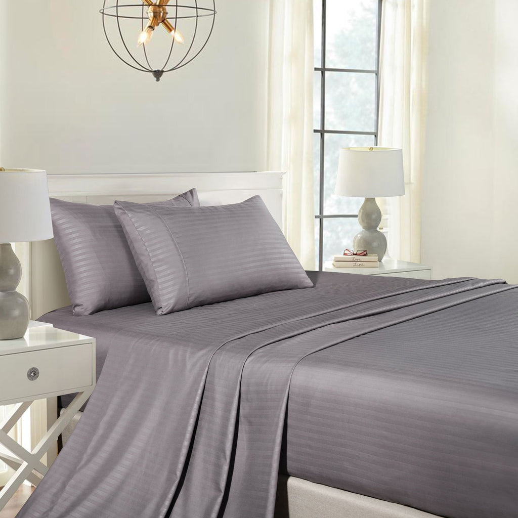 Royal Comfort 1000Tc Cooling Bamboo Blend Striped  Sheet Set - Various Sizes And Colours