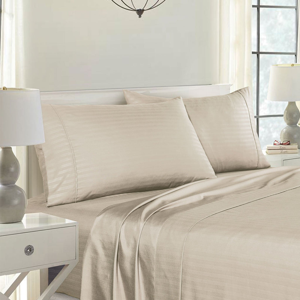 Royal Comfort Striped Bamboo Blend Pillowcase Twin Pack - Various Colours