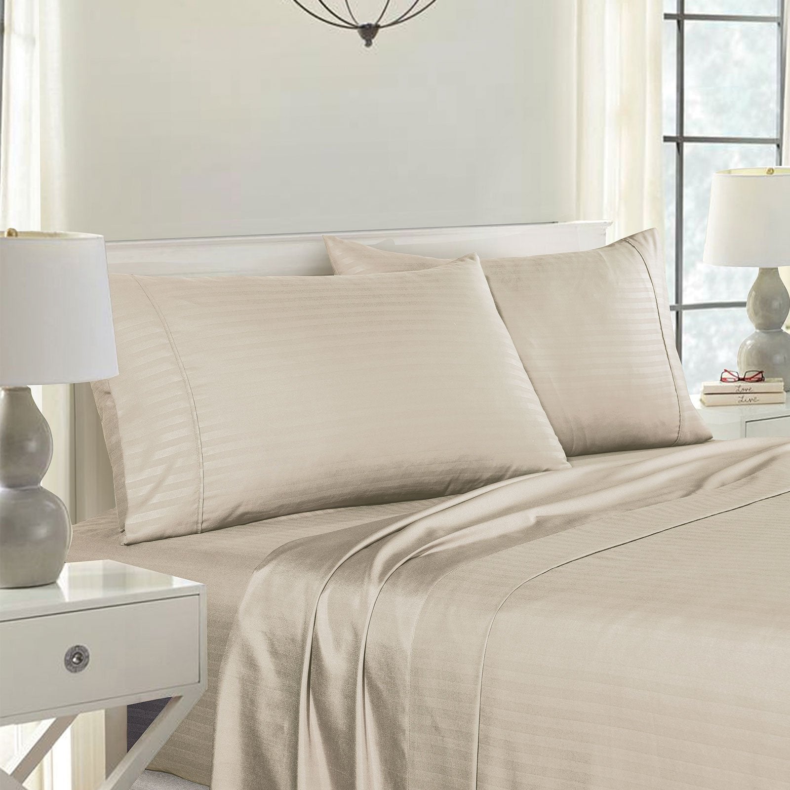 Royal Comfort Striped Bamboo Blend Pillowcase Twin Pack - Various Colours