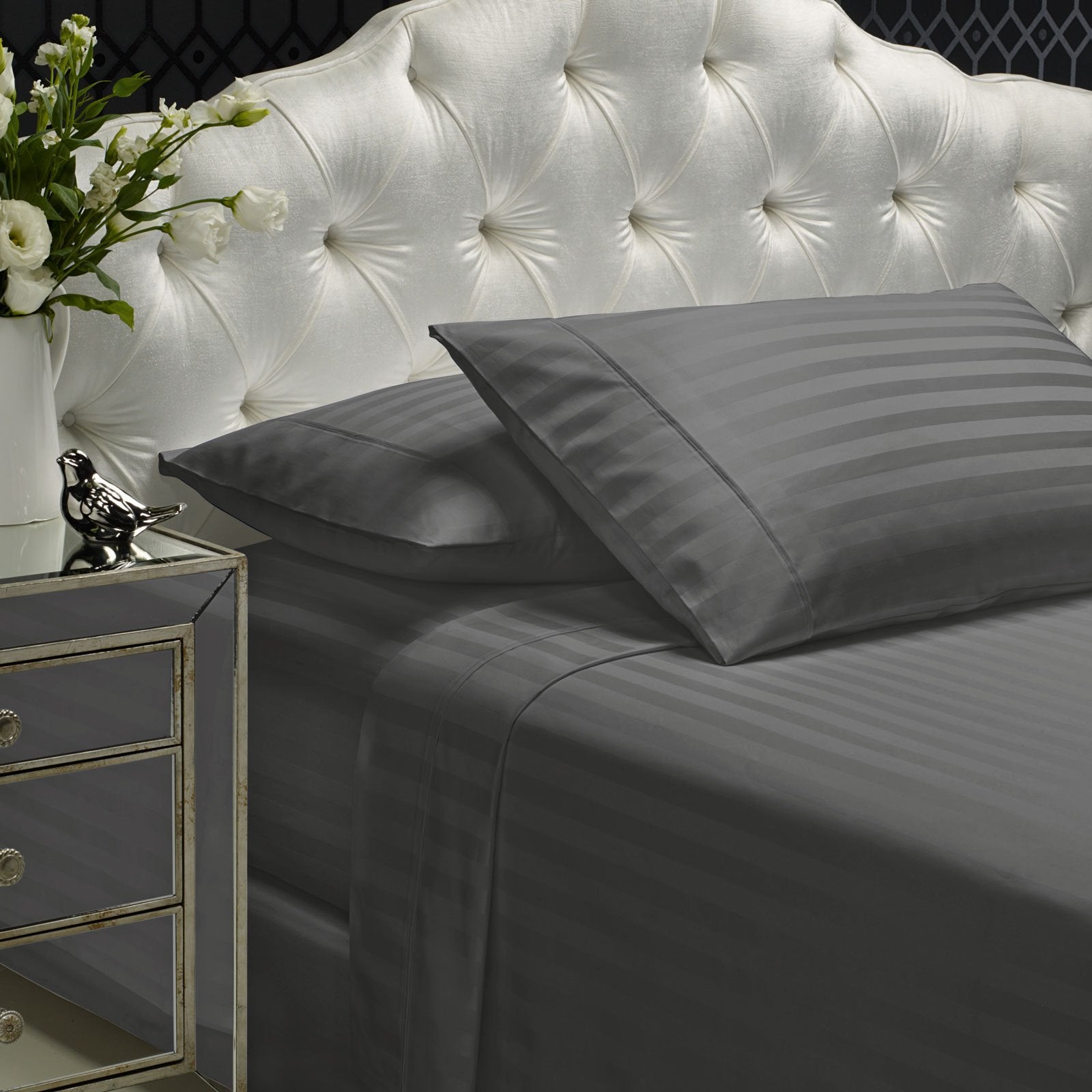 Royal Comfort 1200 Thread Count Damask Stripe Cotton Blend Sheet Set  - Various Colours And Sizes