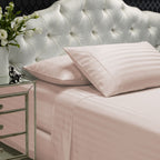 Royal Comfort 1200 Thread Count Damask Stripe Cotton Blend Sheet Set  - Various Colours And Sizes
